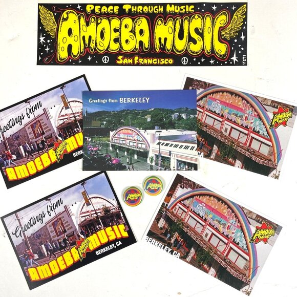 Amoeba Music Berkeley San Francisco CA 10 Tote Bag Button Postcard Sticker Lot - Picture 2 of 15
